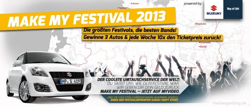 MyVideo und Suzuki starten gemeinsam in den Festivalsommer 2013